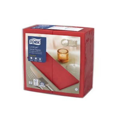 Serviettes de table non tissé Dinner Linstyle® Tork, pliage 1/8, coloris coquelicot, le colis de 50, 478149_0