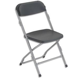 Chaise pliante Polyfold en plastique noir - 4 pieds en acier époxy aluminium - Hauteur 80 cm_0