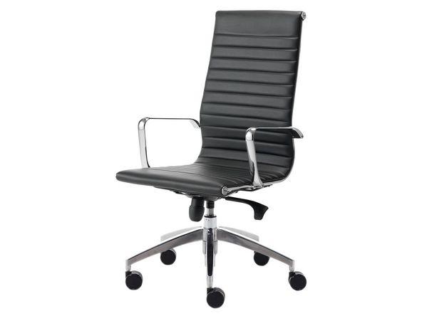 Fauteuil de direction design cuir et structure chrome_0