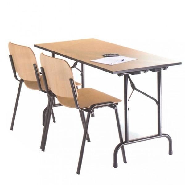 Table de conférence pliante - Plateau Hêtre - Idéale pour séminaires et réunions - Marque Rolléco_0