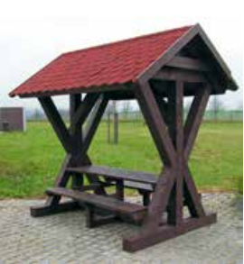 Table de pique-nique Refuge - plastique recyclé - 230 x 210 x 280 cm - coloris brun - banc intégré_0