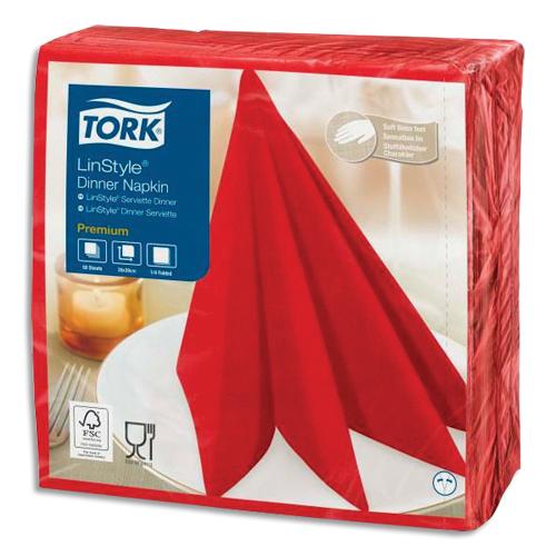 Tork paquet de 50 serviettes linstyle coquelicot non-tissées, aspect+toucher textile, format 39 x 39 cm_0