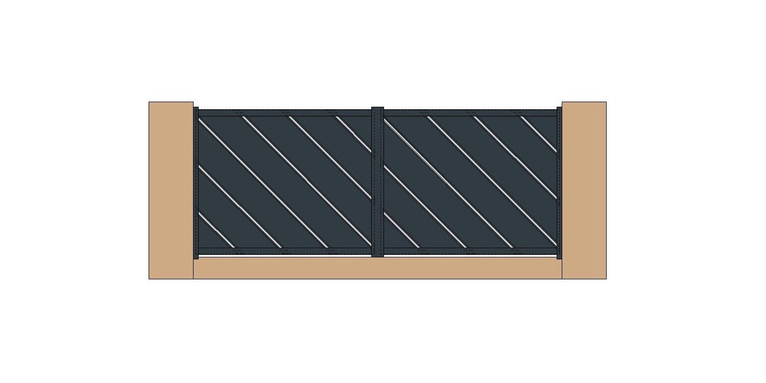 Trigance - clôture en aluminium thermolaquée avec lames diagonales et inserts décoratifs - fabrication 100% française_0