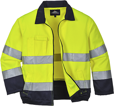 Veste haute visibilité Madrid jaune marine TX70 - Certifiée CE - M - Bandes réfléchissantes et 4 poches_0