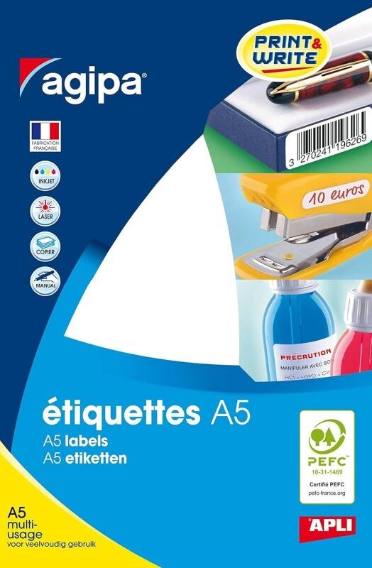 384 étiquettes blanches d'expédition, format 64 x 133 mm (16 feuilles A5 / cdt) - 3270241141399_0