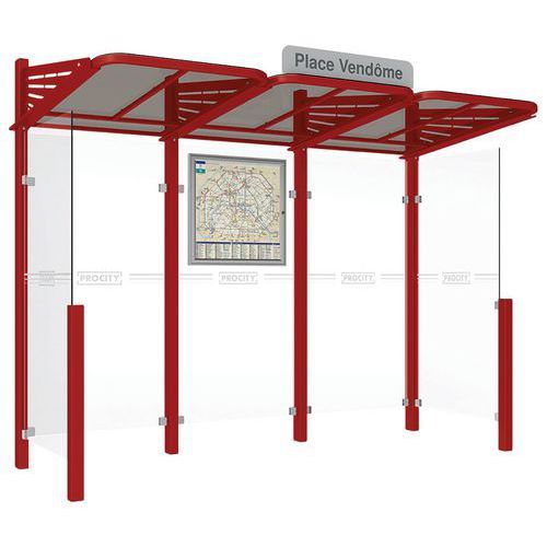 ABRI BUS CONVIVIALE 3 M BARDAGES LATÉRAUX - ROUGE 3004 - PROCITY