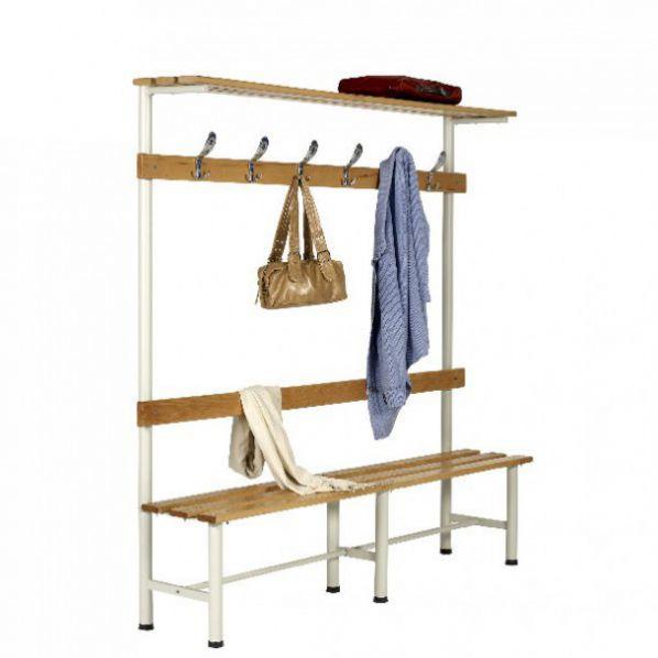 Banc vestiaire de sport - 6 patères - tablette porte-sac en acier - Marque Rolléco_0