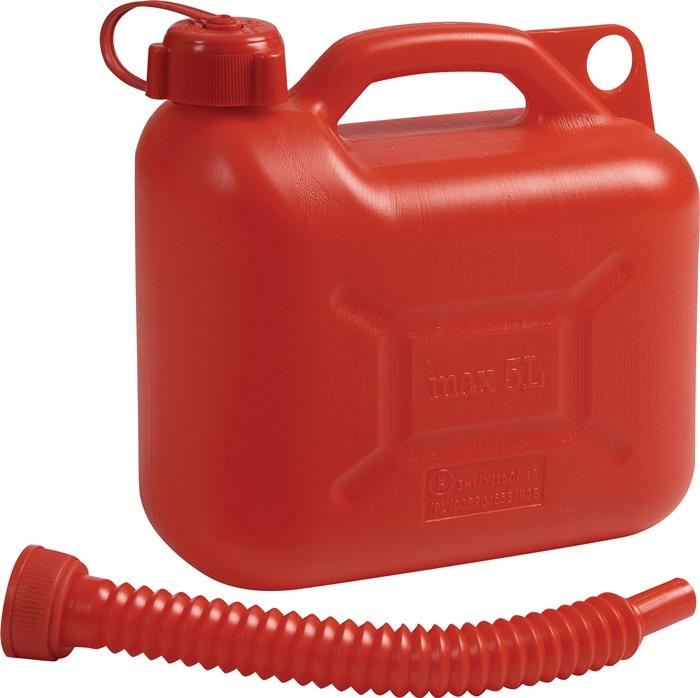 Bidon de transport de carburant rouge 5L - HD-PE avec autorisation ONU - Dimensions L265xl135xH270mm_0