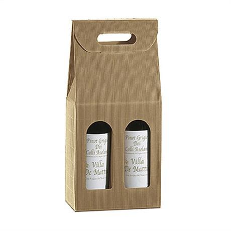 BOÎTE CARTON 2 BOUTEILLES 18X9X34 CM KRAFT NATUREL (VENDU PAR 30)