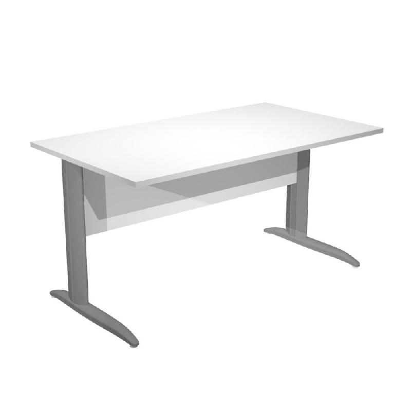 BUREAU DROIT PRONTO METAL - L.140 X P.80 CM - PLATEAU BLANC - PIEDS METAL ANTHRACITE