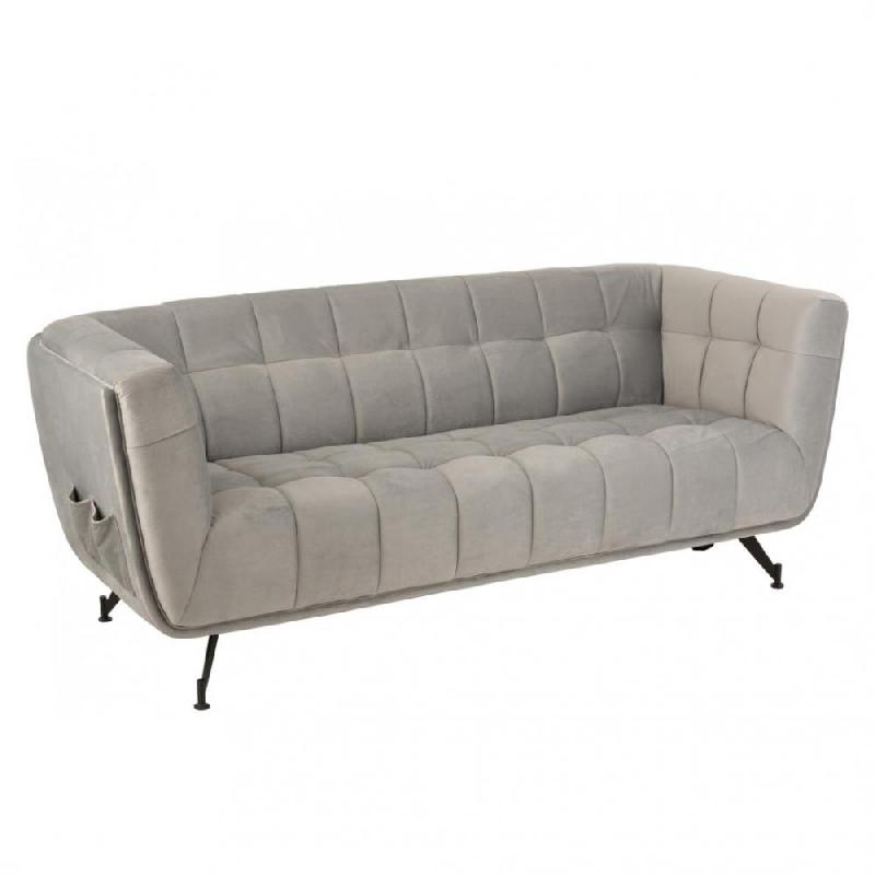 Canapé lounge Marianah gris clair - Structure bois - Revêtement velours capitonné - L207 x H78 x P82 cm_0