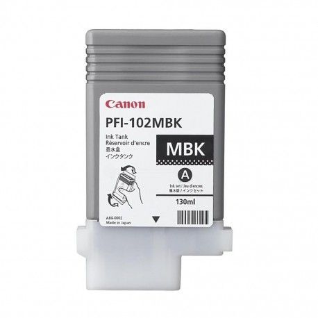 Cartouche d'encre Canon PFI-102 MBK - Noir Mat - 130ml - Compatible avec Canon IPF510, IPF600, IPF605, IPF610, IPF700, IPF710, IPF720_0