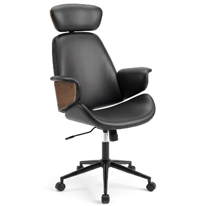 COSTWAY Chaise ergonomique, avec accoudoirs courbés, dossier et appui-tête, fonction bascule, pour maison et bureau - multicolore métal ON33378PW_0