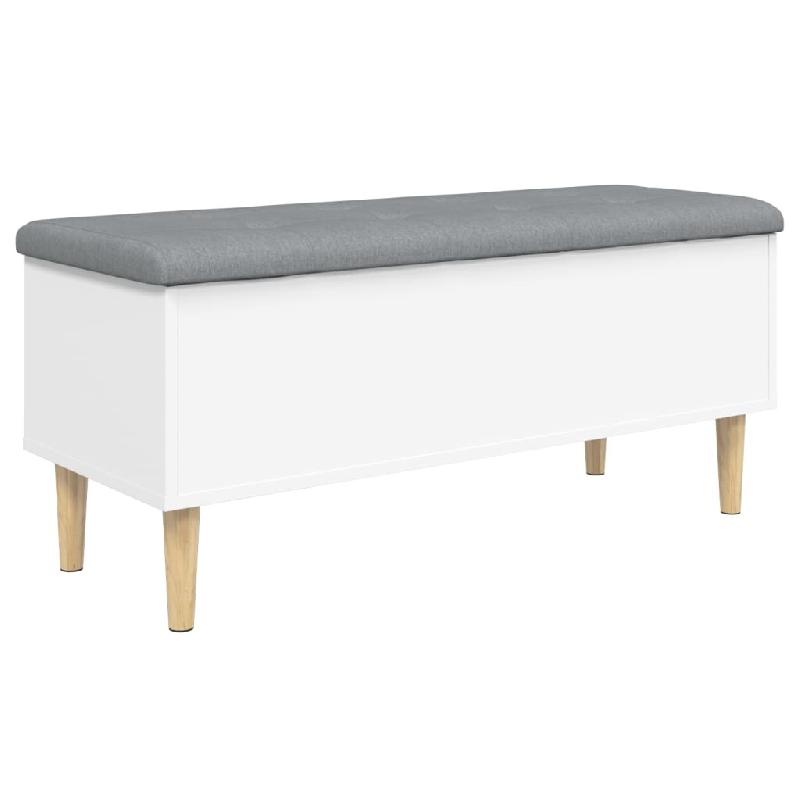Décoshop26 - Banc banquette de rangement avec coussin d'assise gris 102 x 42 x 46 cm bois d'ingénierie blanc DEC024708 - blanc 3000254859994_0