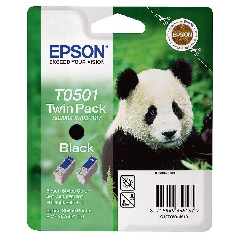 EPSON CARTOUCHE D'ENCRE PANDA T0501 N (C13T05014210) - TWIN PACK - COULEUR: NOIR (LOT DE 2)