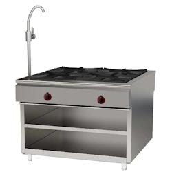 EURAST - Cuisine centrale 6 feux sur support avec 2 étagères, à gaz - 1470x1050x900 mm - 32,5 Kw - 40141410 - inox 40141410_0