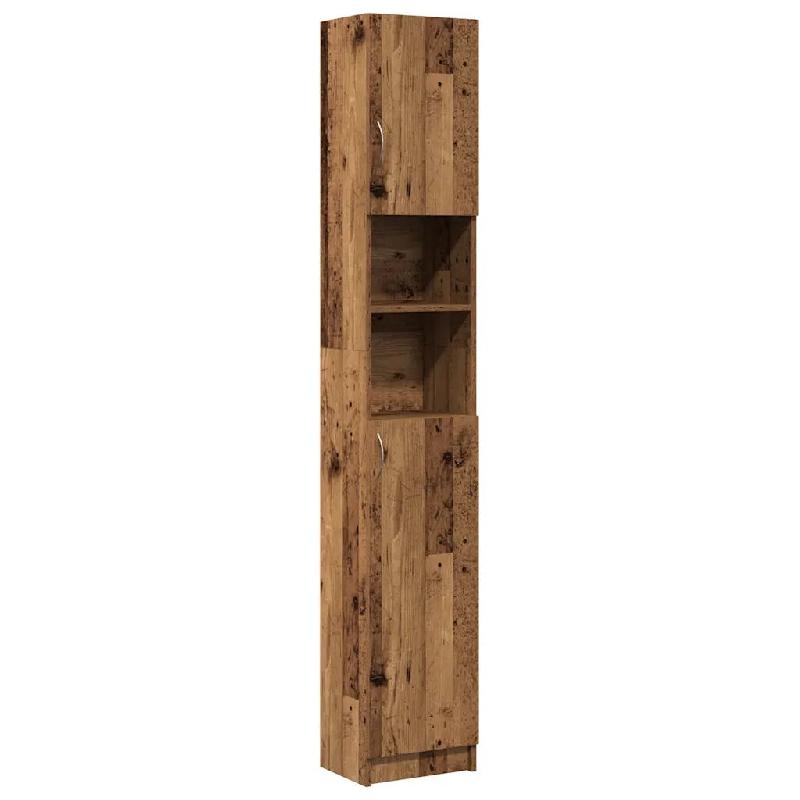 Helloshop26 - Armoire de salle de bain en bois d'ingénierie 32 x 25,5 x 190 cm grand rangement facile entretien style rustique vieux 02_0050728 - Boi_0