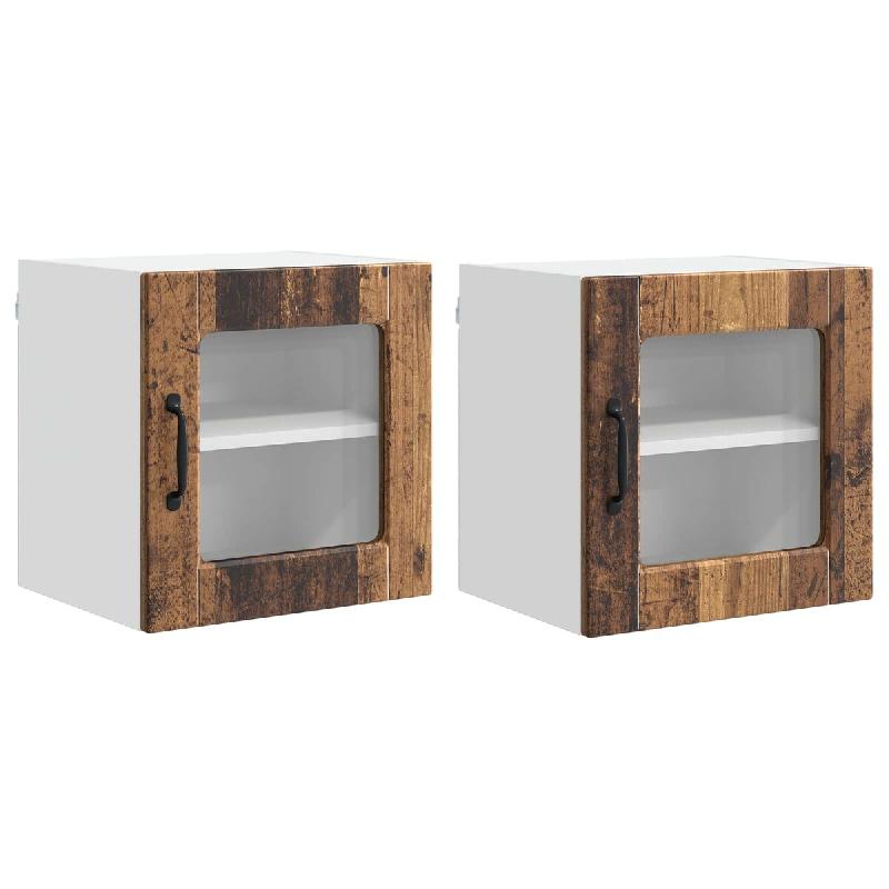 Helloshop26 - Lot de 2 armoires murales de cuisine design moderne 40 x 31 x 40 cm en bois d'ingénierie bois ancien 02_0054198 - Bois massif 300023834_0