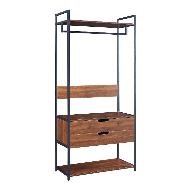 Helloshop26 - Portant à vêtements portemanteau porte-vêtements penderie dressing ouvert avec 2 tiroirs 180 x 84 x 40 cm MDF marron 03_0010293 - Boi_0