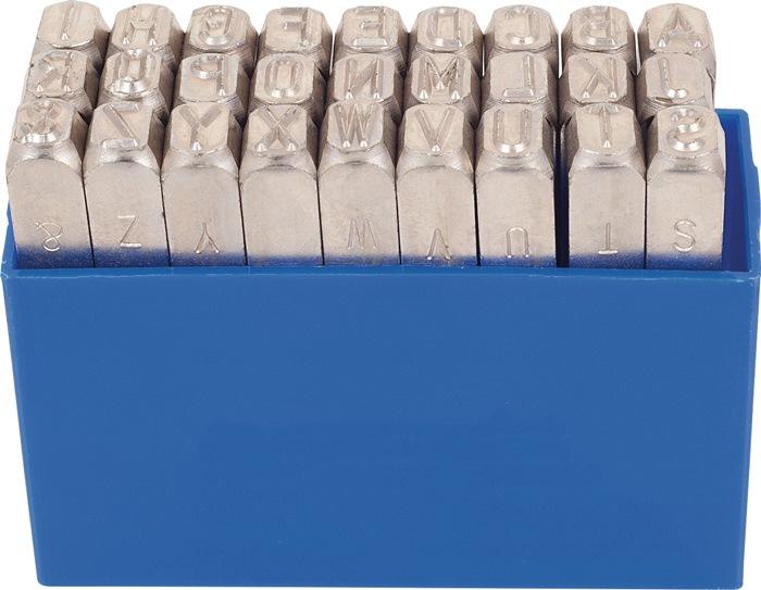 Jeu de lettres à frapper 331 - 27 pièces lettres majuscules A-Z - Police DIN 1451 - H. 10 mm - Boîte plastique - KUKKO_0