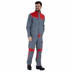 Lafont - Pantalon de travail avec poches genoux MUFFLER Gris / Rouge Taille L - L gris 3609705763349_0