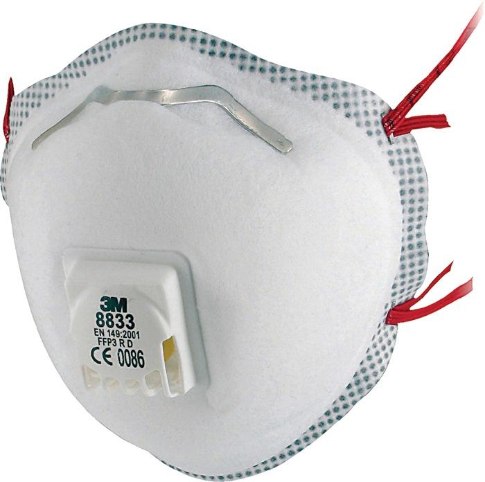 Masque de protection respiratoire 8833SV FFP3/V R D - avec soupape d'expiration - 5 pcs/carton - 3M_0