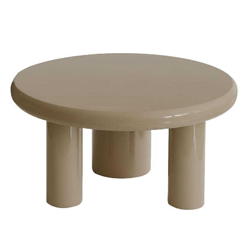 Oviala Business Table basse ronde 100 cm en MDF effet laqué taupe - gris 114307_0