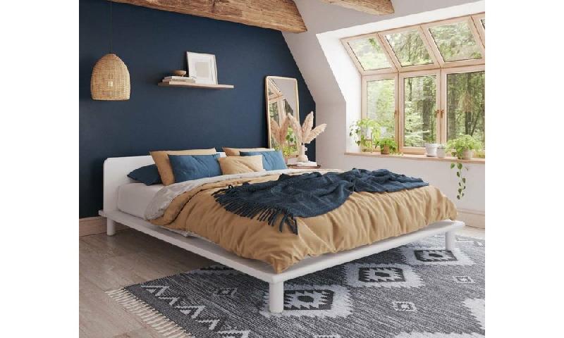 PACK LIT ERIÉ + MATELAS  BLANC 160X200 CM/OPT:AVEC TÊTE DE LIT