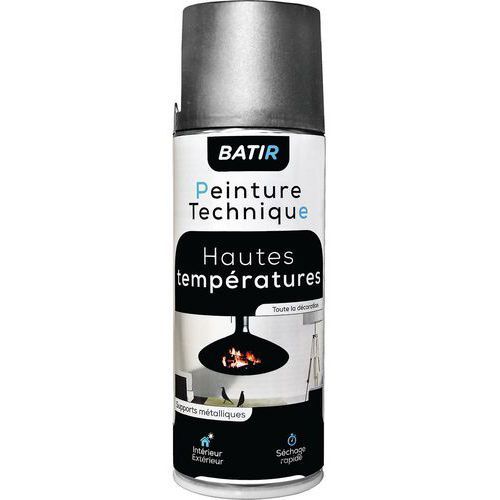 PEINTURE EN AÉROSOL HTE TEMPERATURE 400 ML ALUMINIUM - BATIR