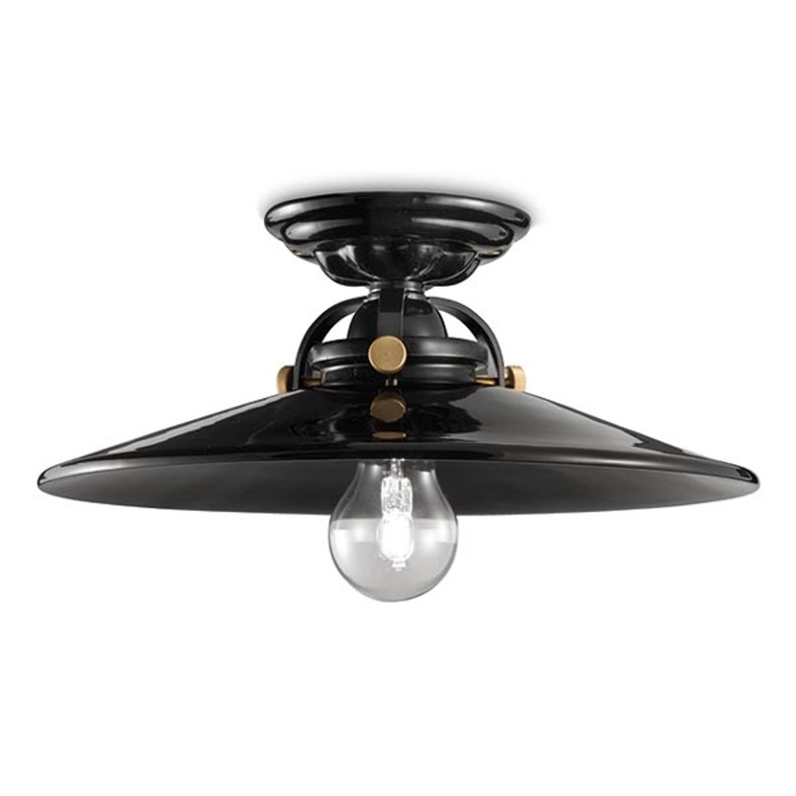 FERROLUCE PLAFONNIER EDOARDO EN CÉRAMIQUE NOIRE, 31 CM