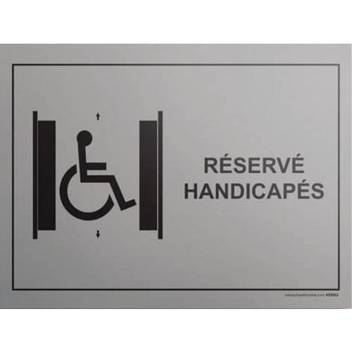 PLAQUE GRAVÉE ASCENSEUR RÉSERVÉ PMR FOND INOX
