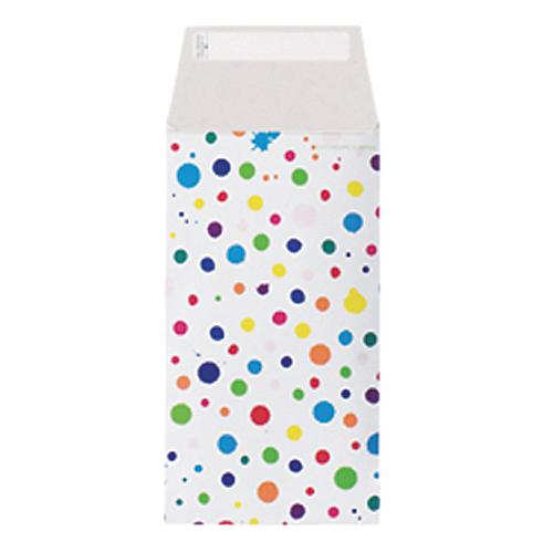 POCHETTES CADEAUX EN PAPIER BULLES MULTICOLORES SUR FOND BLANC 12CM (H) X 22CM (L) - 50 UNITÉS