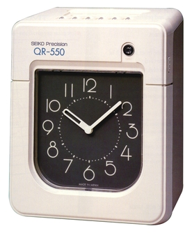 Pointeuse badgeuse QR-550 - gestion complète des entrées/sorties avec impression bicolore et horloge analogique_0