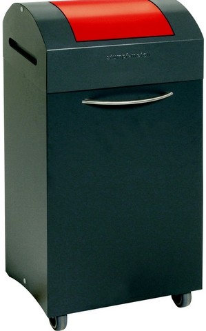 Poubelle de tri anti-feu semi-mobile 60L - acier zingué, auto-extinguible, clapet basculant_0