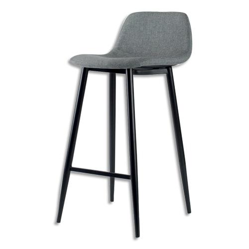 Paperflow - Lot de 2 tabourets Must en polyester gris - Pied noir - L50 x P45 x H73 cm - Recyclables à 100%_0