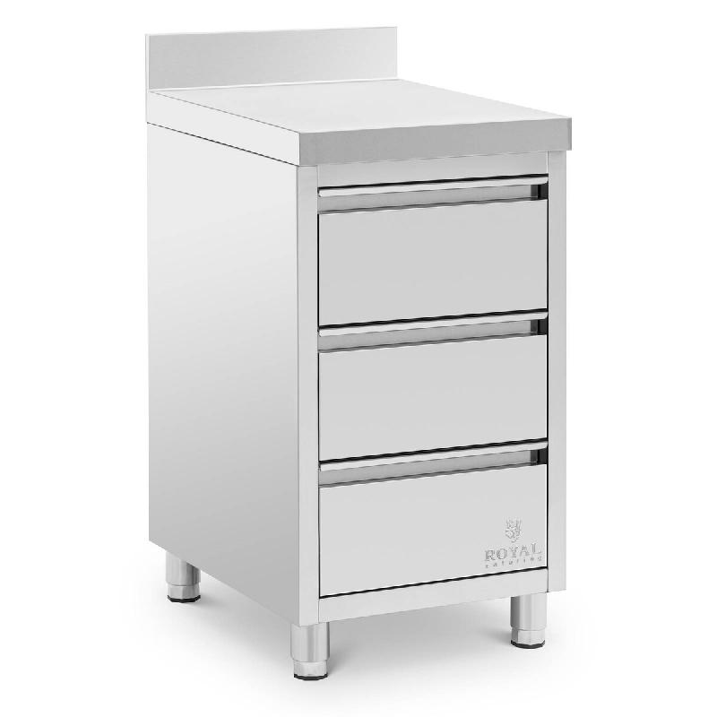 Royal Catering - Royal Catering Armoire de travail en acier inoxydable 50 x 60 cm à 3 tiroirs pour conteneurs GN jusqu'à 150 mm de hauteur avec - 40_0