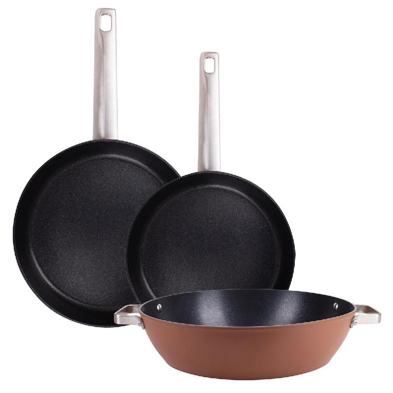 San Ignacio Agros - Set de 2 Poêles Ø28x5 Ø30x5cm et Plat à Tarte Ø32x8cm en Aluminium Forgé - PK8727_0