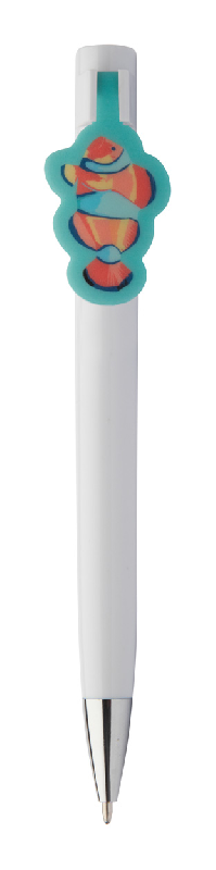Stylo à bille en plastique - avec clip sur mesure - encre bleue - marquage UV LED inclus_0