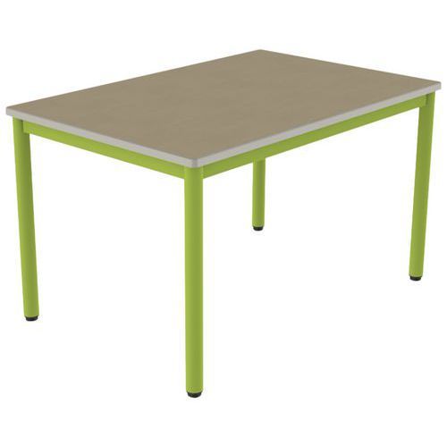 TABLE CARÉLIE 120X80 T5 STR POLY. HÊTRE MIEL BEIGE/VERT AC - MOBIDECOR