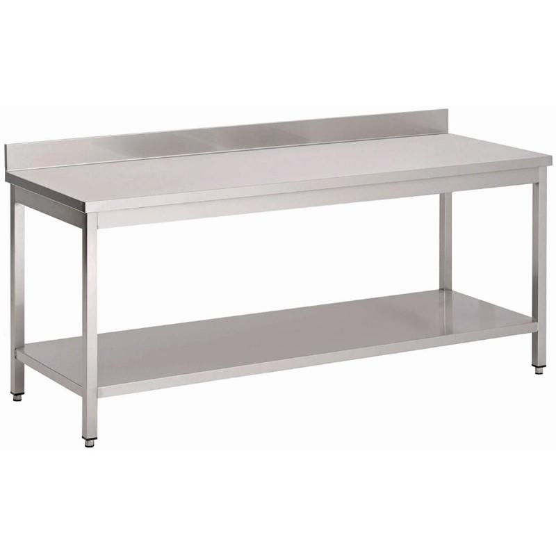 Table inox avec étagère basse et dosseret GASTRO M 700 x 700 x 880mm - GN130_0