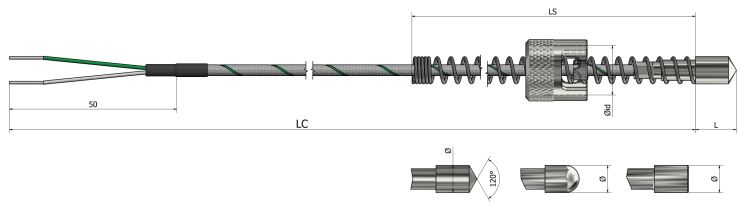 Thermocouple de surface Baïonnette - TS30 - Types K, N, J, T, E, R, S, B - Classe 1 ou 2 - Options personnalisables_0