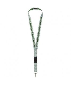 TOUR DE COU BALTA EN PET RECYCLÉ AVEC BOUCLE DE SÉCURITÉ 20 MM BLANC - TOUR DE COU PERSONNALISÉ