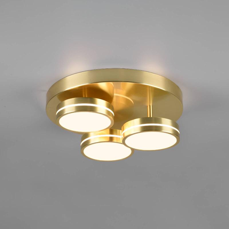 TRIO LIGHTING PLAFONNIER LED FRANKLIN À TROIS LAMPES, LAITON MAT