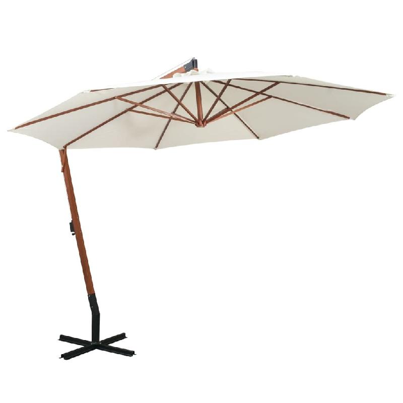 VidaXL Parasol suspendu avec poteau en bois 350 cm blanc Modèle Atlas Panorama Nord - 42966_0