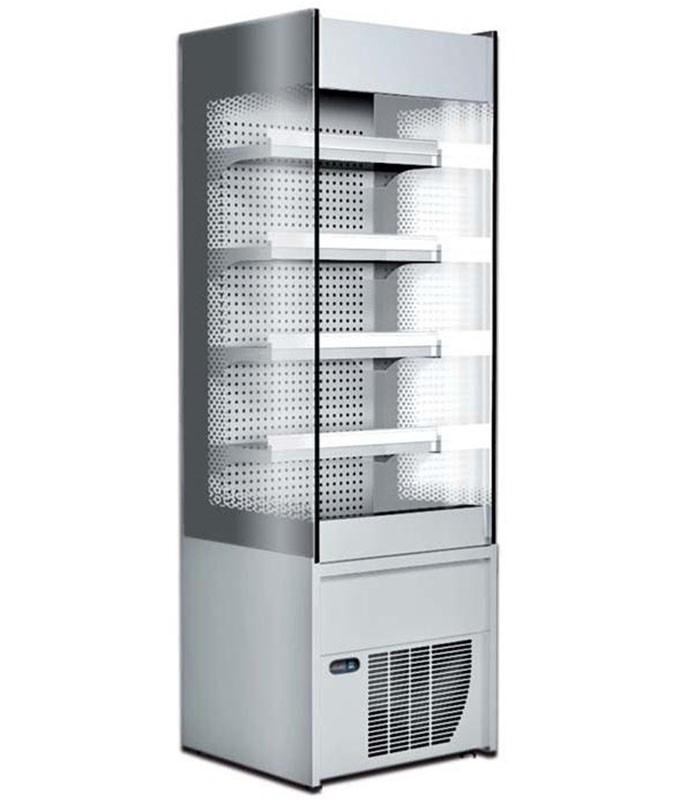 Vitrine murale libre-service - profondeur 580 mm - blanche ou inox avec joues vitrées_0