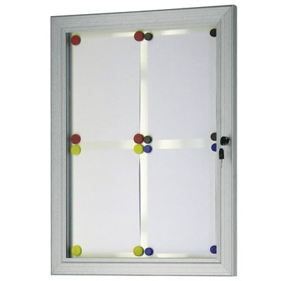Vitrine murale magnétique étanche - Gris alu - 101,8 x 105,8 cm - Capacité 12 formats A4_0