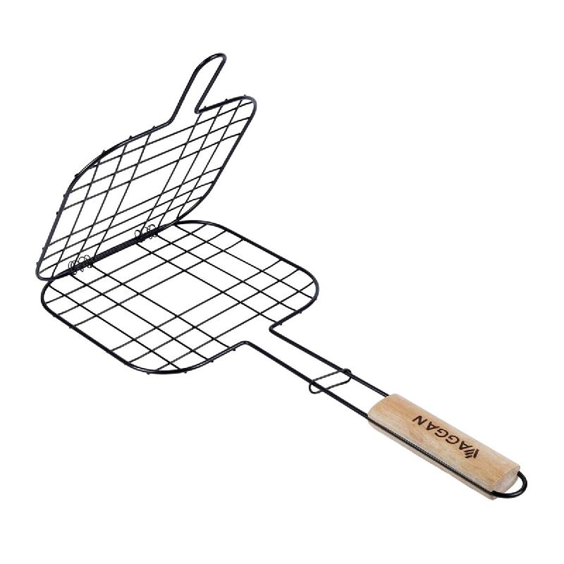WellHome - Grille Grill avec manche en bois et revêtement antiadhésif 21x21cm - WH14651_0