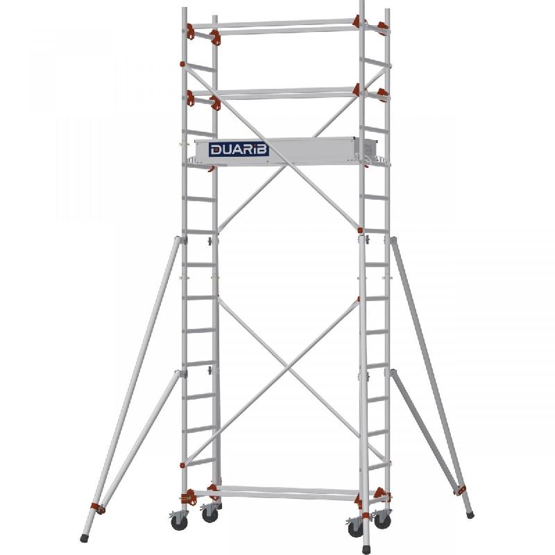 Échafaudage roulant aluminium AL 135 version standard - Hauteur de travail : 4,80 m - DUARIB - 613113_0