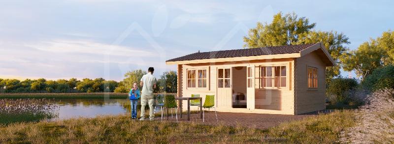 Abri de jardin Oak 18m² (6x3) - 44mm - Pin nordique naturel - Toiture 22m²_0