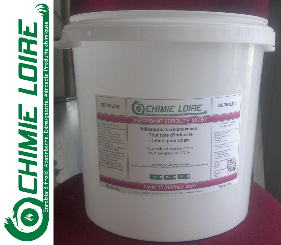 Absorbant sépiolite - Seau de 30 litres - Originaire d'Espagne - Utilisation industrielle et litière pour chat_0